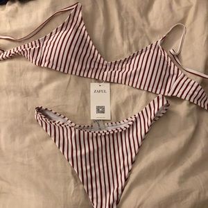 NWT high waisted striped bikini set